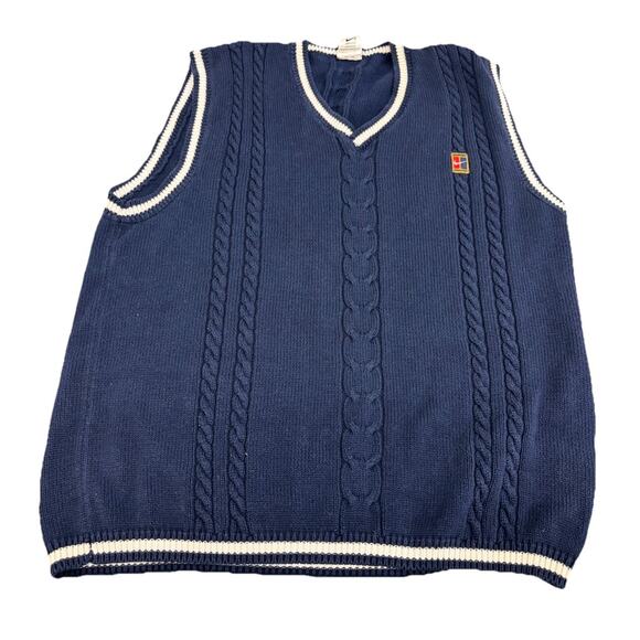 Vintage Nike court Knit Vest logo Men’s Size Large Navy And White Rare Alcaraz - Picture 1 of 6